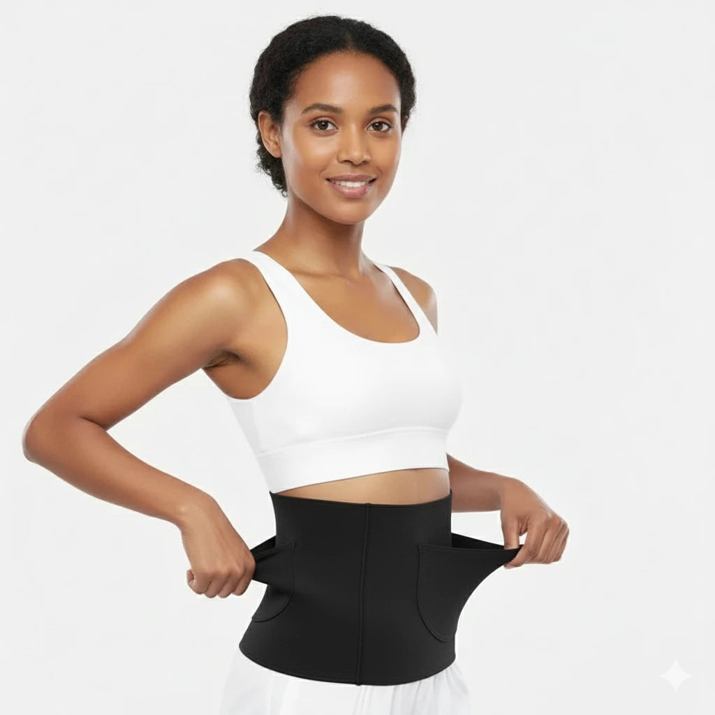 Ceinture chauffante 3D à poches kangourou | Chaleur douce, taille affinée, confort total